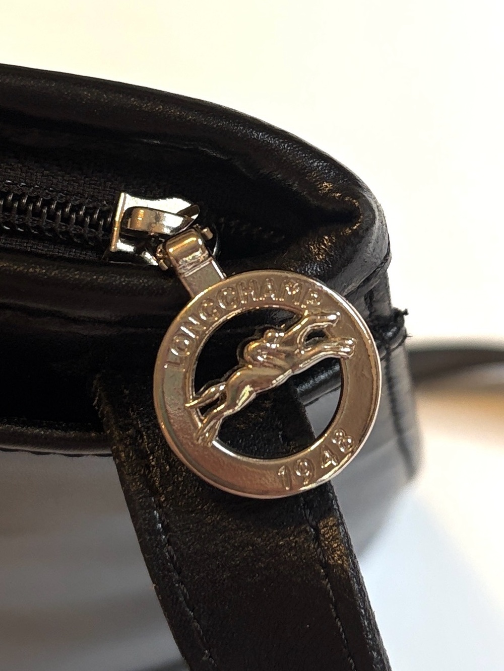 Longchamp Le Roseau Bag Shoulder Crossbody Bucket Black Leather Bag Vintage - Picture 13 of 16